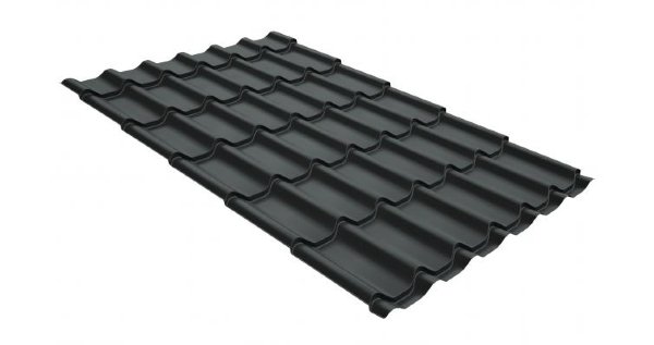 Металлочерепица классик GL 0,5 GreenCoat Pural Matt RR 23 темно-серый (RAL 7024 мокрый асфальт) купить в Пушкино