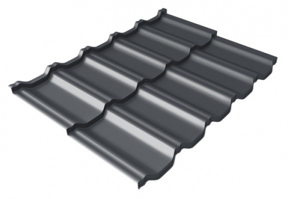 Металлочерепица модульная Квинта Uno Grand Line c 3D резом 0,5 Satin Мatt RAL 7024 мокрый асфальт купить в Пушкино
