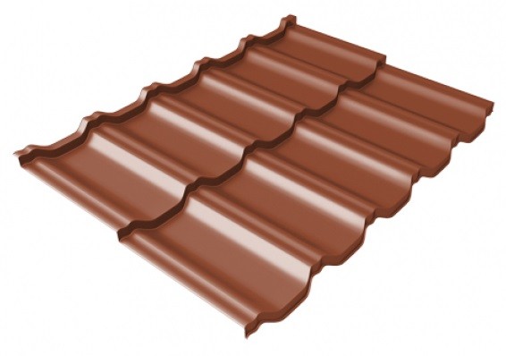 Металлочерепица модульная Квинта Uno Grand Line c 3D резом 0,5 Satin Мatt RAL 8004 терракота купить в Пушкино
