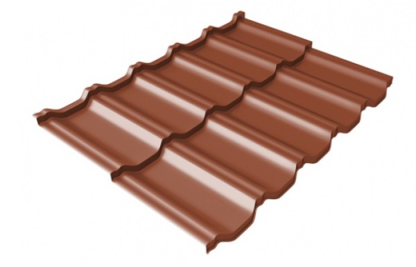 Металлочерепица модульная Квинта Uno Grand Line c 3D резом 0,45 PE RAL 8004 терракота купить в Пушкино