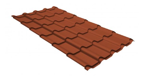 Металлочерепица камея GL 0,5 GreenCoat Pural RR 750 кирпично-красный (RAL 8004 терракота) купить в Пушкино