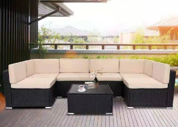 Диван-Трансформер AFINA модульный плетеный из иск. ротанга YR822_Black/Beige купить в Пушкино