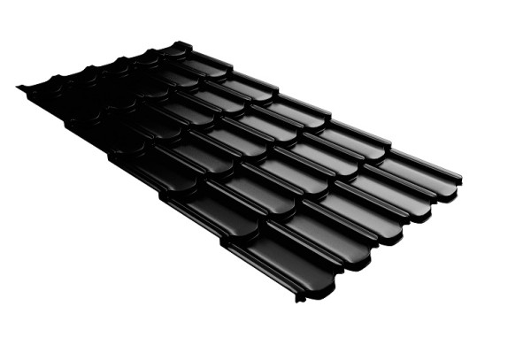 Металлочерепица квинта плюс с 3D резом 0,5 GreenСoat Pural Matt RR 33 черный (RAL 9005 черный) купить в Пушкино
