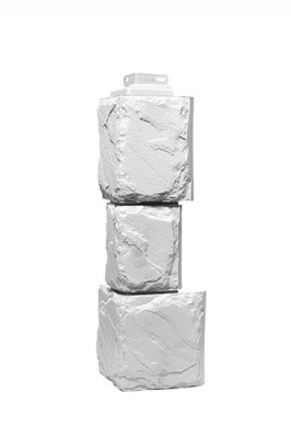 Угол наружный «Камень крупный»  Мелованный белый