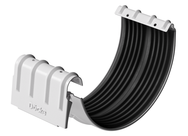 Соединитель желобов D125 Döcke STAL PREMIUM Пломбир, (RAL 9010) купить в Пушкино